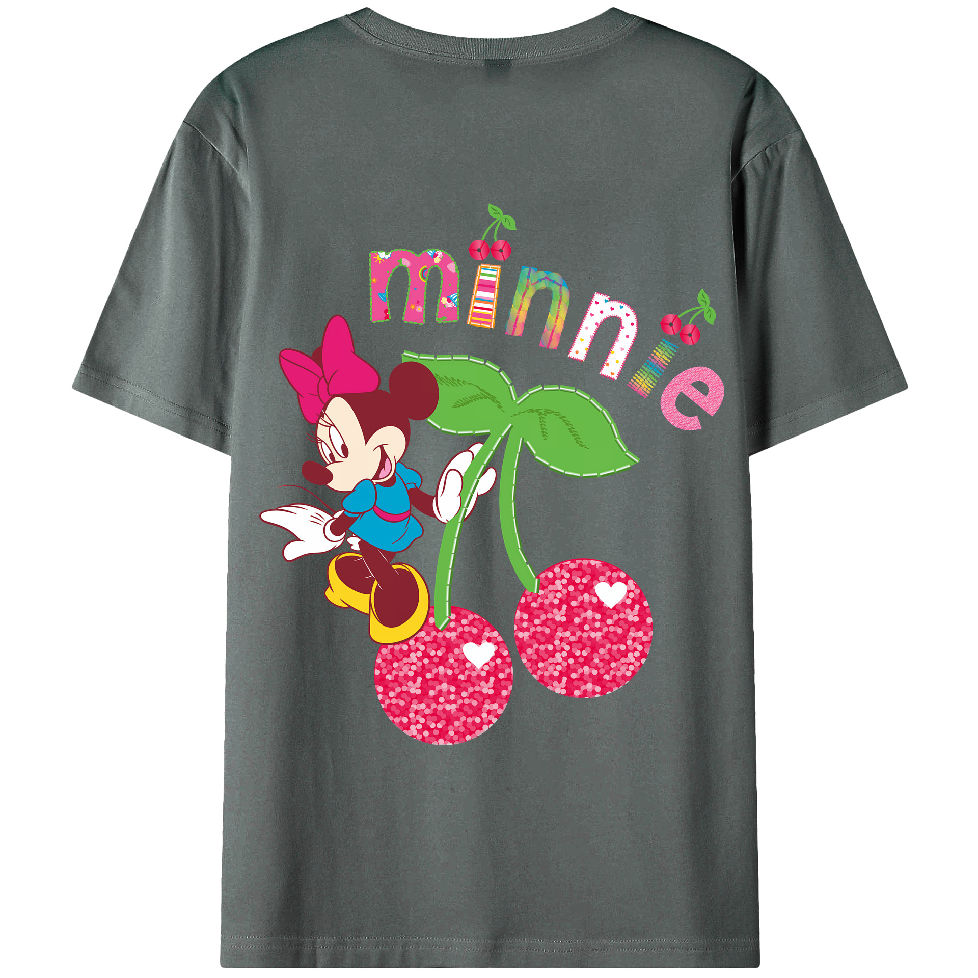 （画像用） ミッキーマウス Mickey Mouse 綿100％ メンズ半袖Tシャツ（バックプリント） 通気性